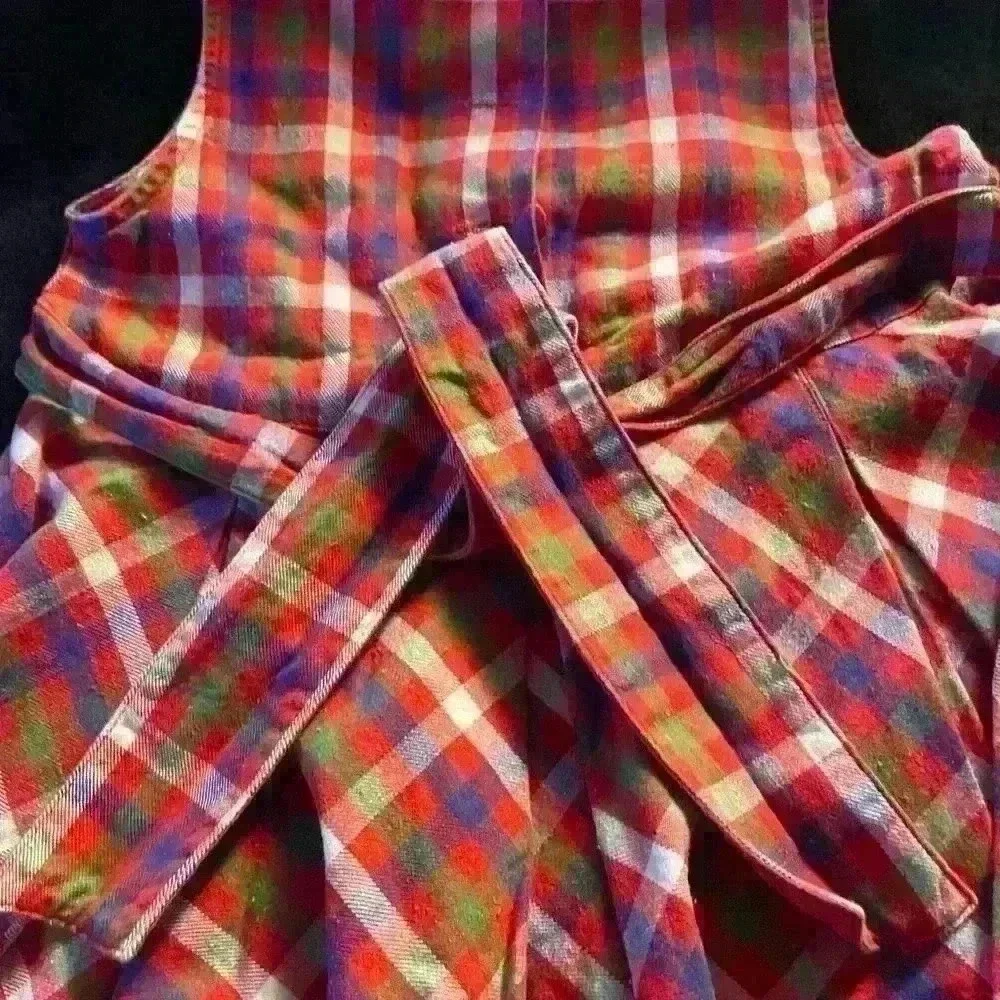 Vintage 1990’s Baby GAP 18-24 Months Plaid dress with buttons and tie back